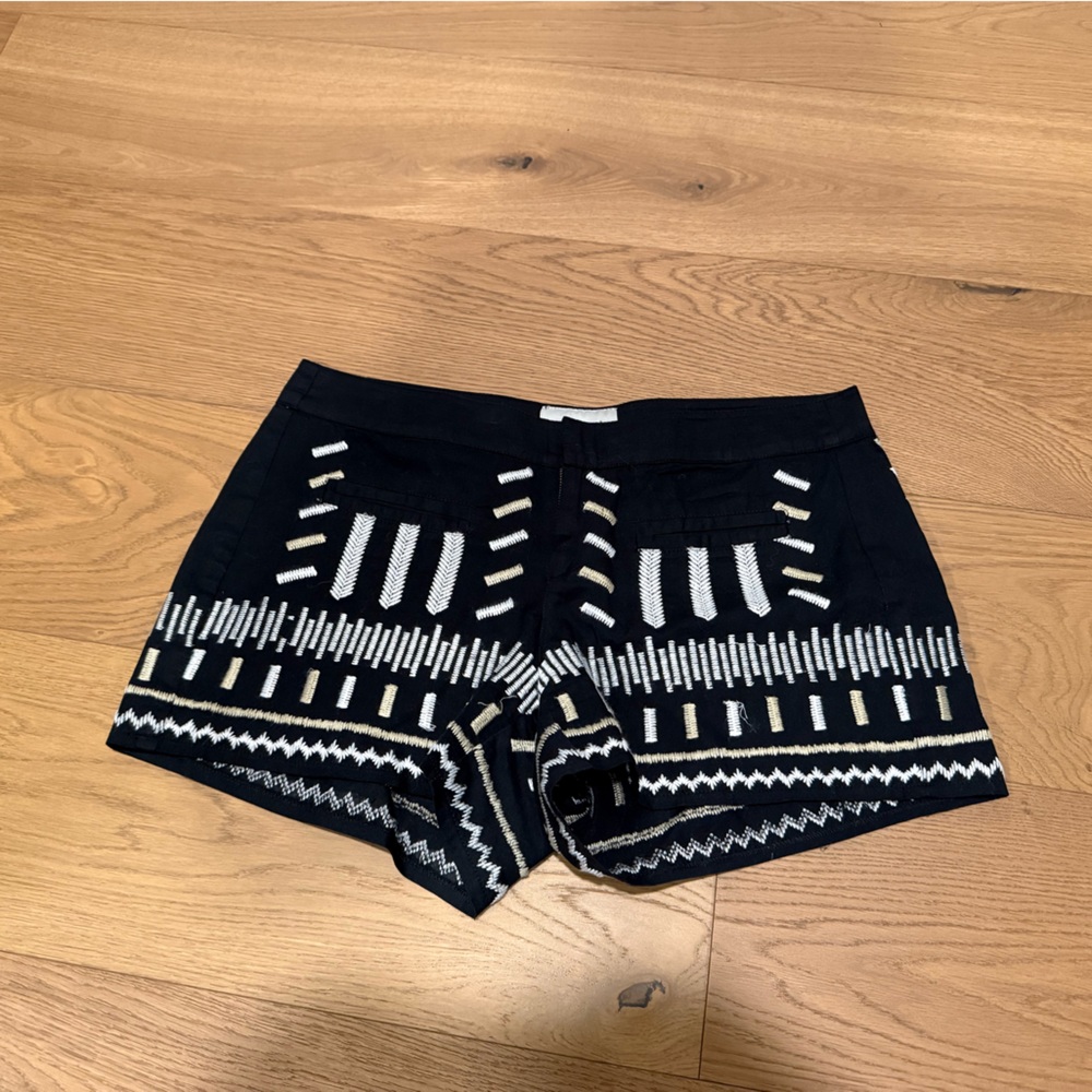Anthropologie shorts. Black with white and cream stitching. Size 6. Gently worn.